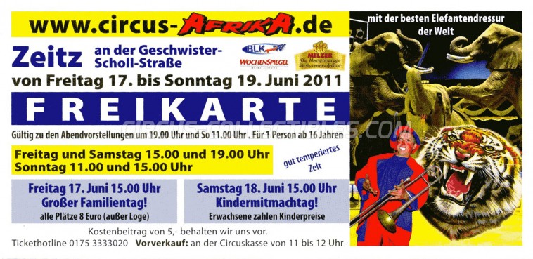 Afrika Circus Ticket/Flyer - Germany 2011