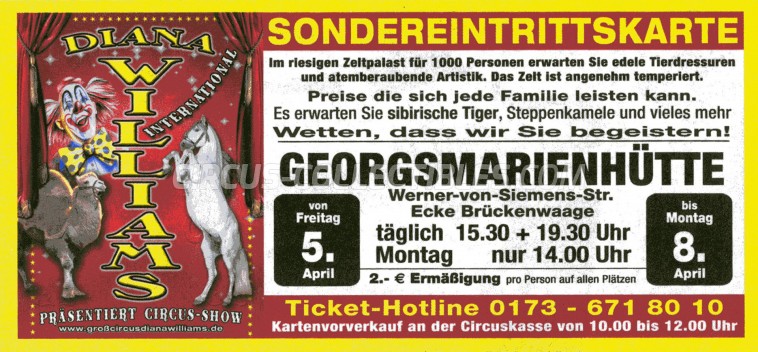 Diana Williams Circus Ticket/Flyer - Germany 2013