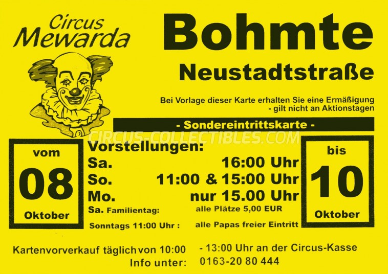 Mewarda Circus Ticket/Flyer - Germany 2011