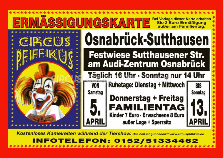 Pfiffikus Circus Ticket/Flyer - Germany 2014