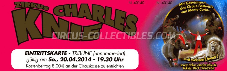 Charles Knie Circus Ticket/Flyer -  2014