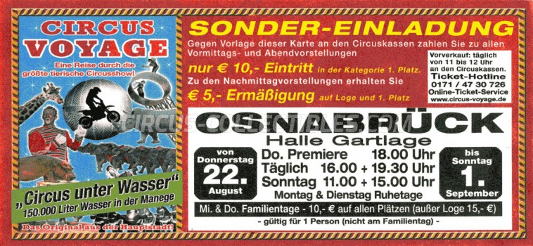 Voyage Circus Ticket/Flyer - Germany 2013