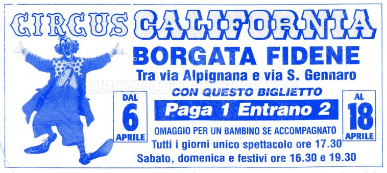 California Circus Ticket/Flyer - Italy 0