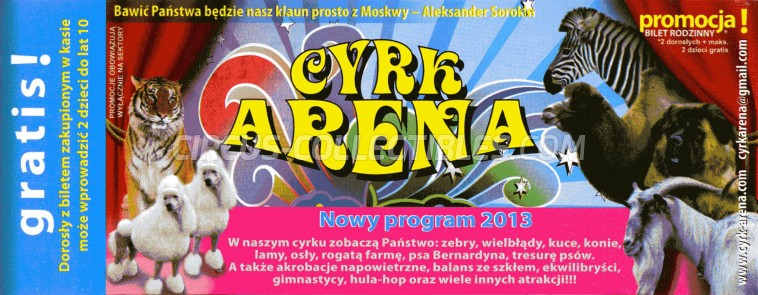 Arena (PL) Circus Ticket/Flyer -  2013