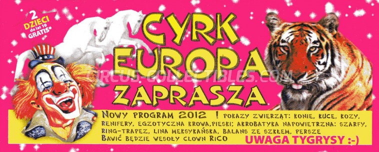 Europa Circus Ticket/Flyer -  2012