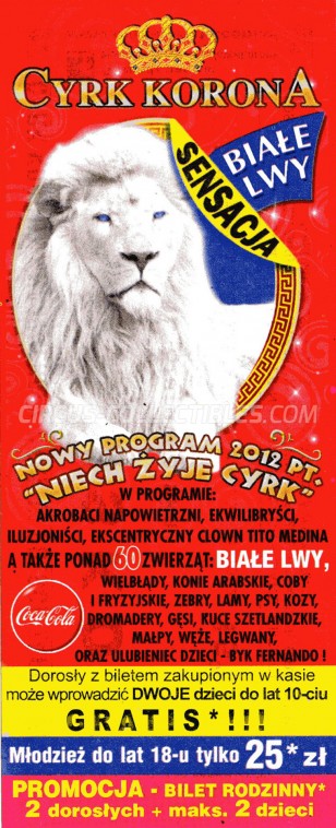 Korona Circus Ticket/Flyer -  2012