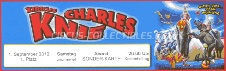 Charles Knie Circus Ticket/Flyer -  2012