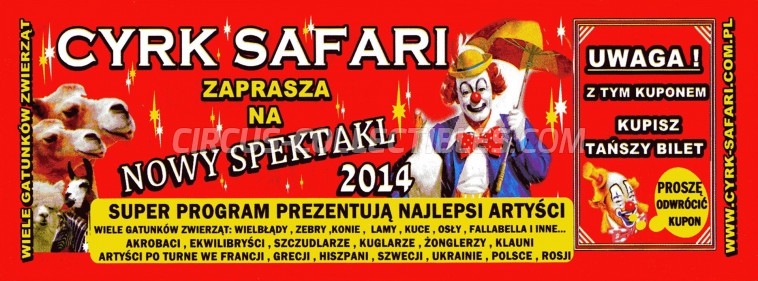 Safari (PL) Circus Ticket/Flyer -  2014