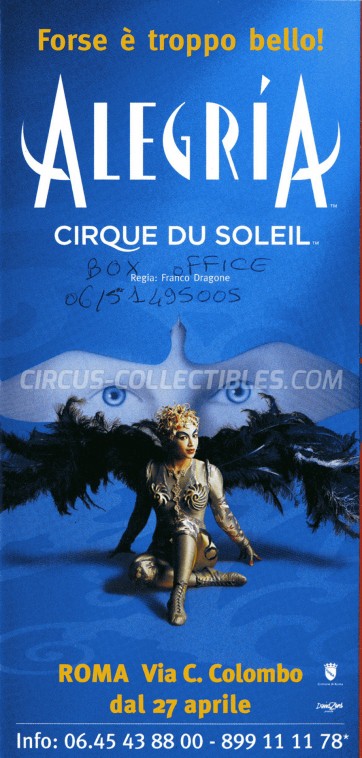 Cirque du Soleil Circus Ticket/Flyer - Italy 2006