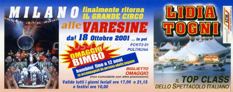 Lidia Togni Circus Ticket/Flyer - Italy 2001