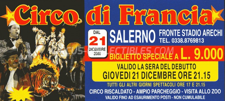 Circo di Francia Circus Ticket/Flyer - Italy 2000