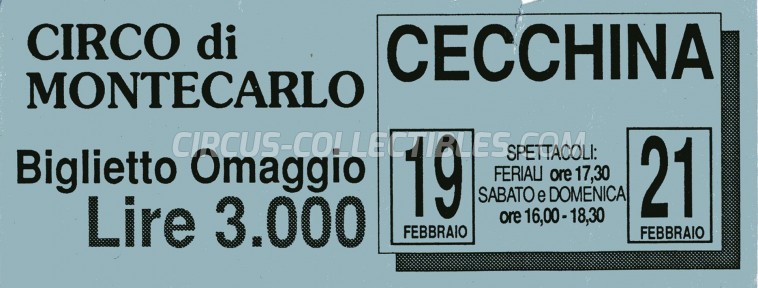 Circo di Montecarlo Circus Ticket/Flyer - Italy 0