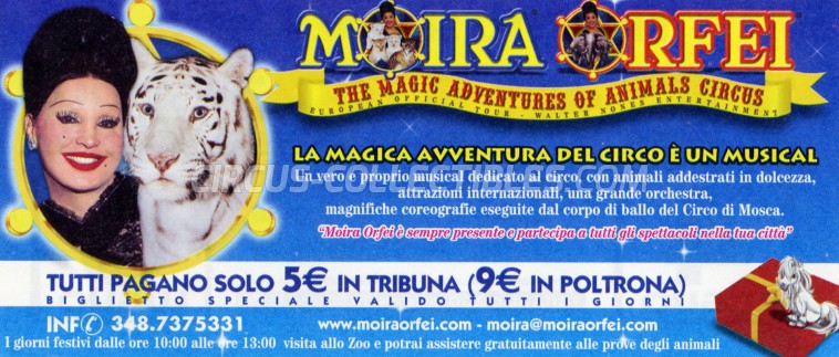 Moira Orfei Circus Ticket/Flyer - Italy 2003