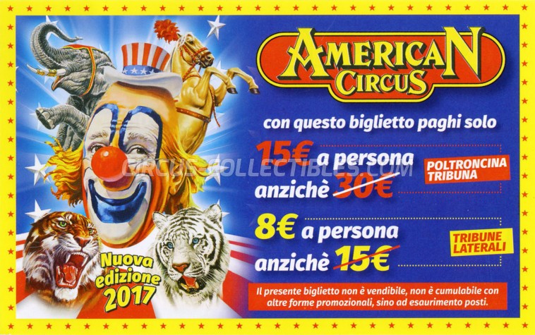 American Circus (Togni) Circus Ticket/Flyer - Italy 2017
