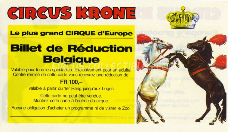 Krone Circus Ticket/Flyer - Belgium 0