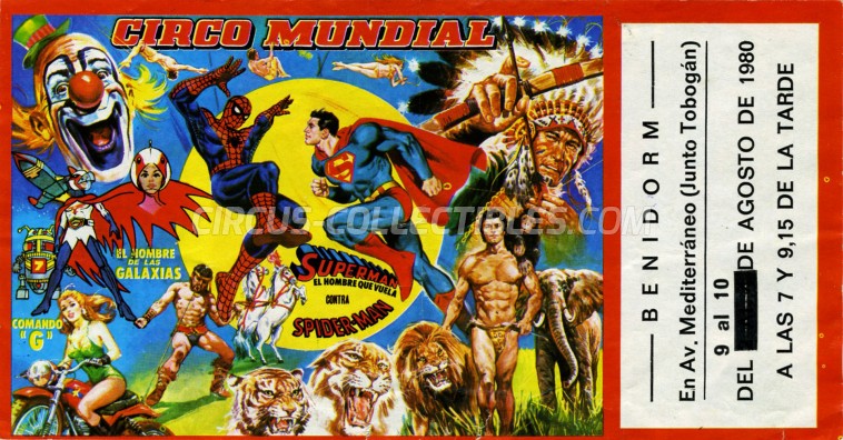 Mundial Circus Ticket/Flyer - Spain 1980