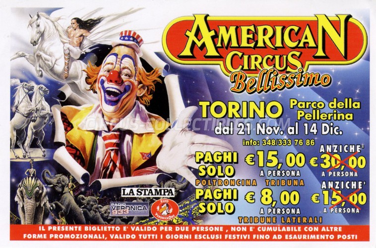 American Circus (Togni) Circus Ticket/Flyer - Italy 2008
