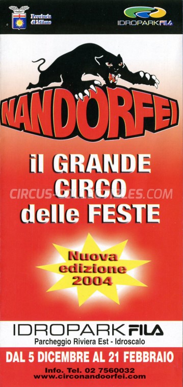 Nando Orfei Circus Ticket/Flyer - Italy 2003