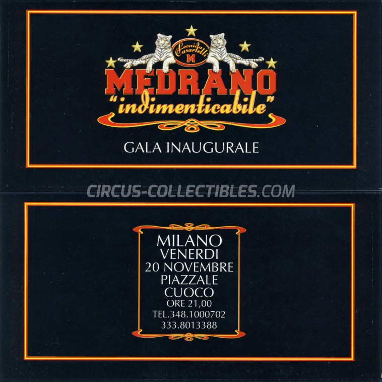Medrano (Casartelli) Circus Ticket/Flyer - Italy 2009