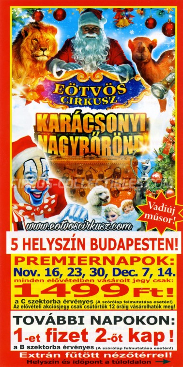 Eötvös Cirkusz Circus Ticket/Flyer - Hungary 2017