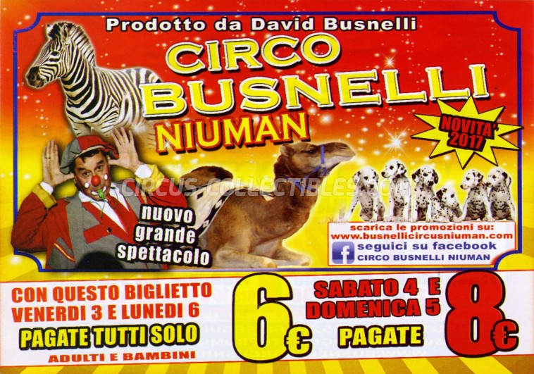 Busnelli Niuman Circus Circus Ticket/Flyer - Italy 2017