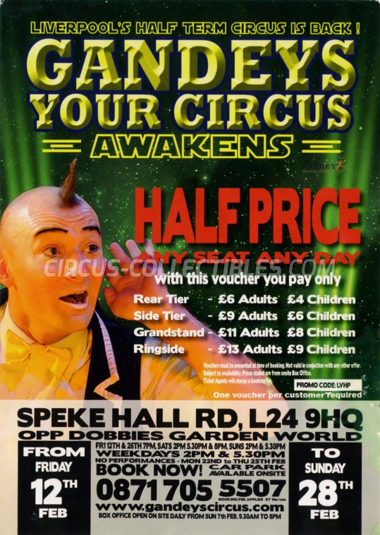 Gandeys Circus Circus Ticket/Flyer - England 2016