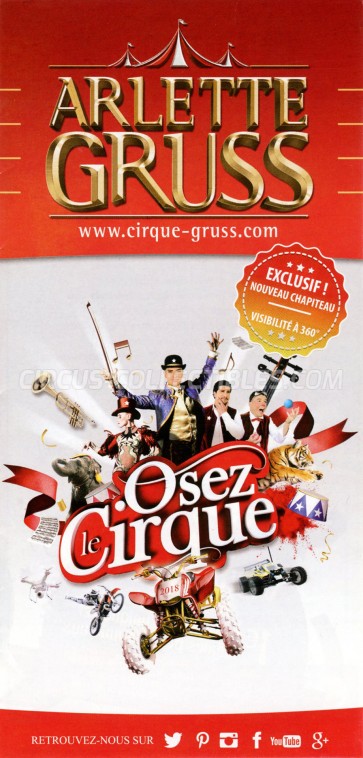 Arlette Gruss Circus Ticket/Flyer - France 2018