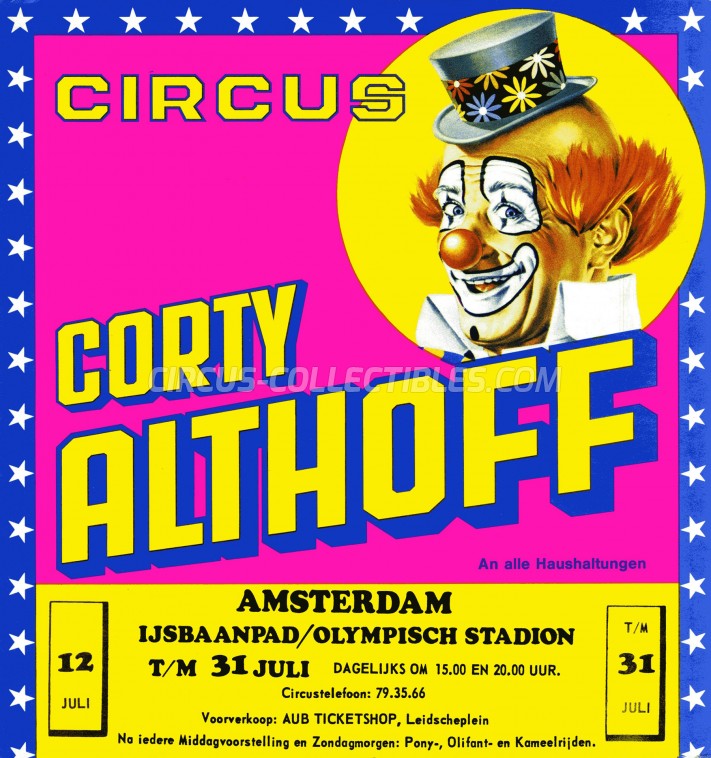 Corty Althoff Circus Ticket/Flyer - Netherlands 0
