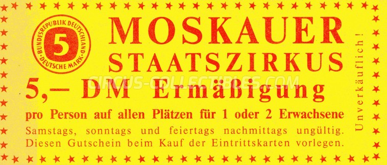 Moscow State Circus  Circus Ticket/Flyer - Germany 0