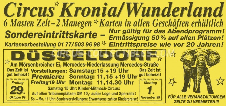 Kronia Circus Ticket/Flyer - Germany 1999