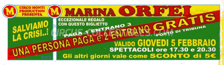 Marina Orfei Circus Ticket/Flyer -  1998
