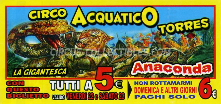 Acquatico Torres Circus Ticket/Flyer - Italy 2019