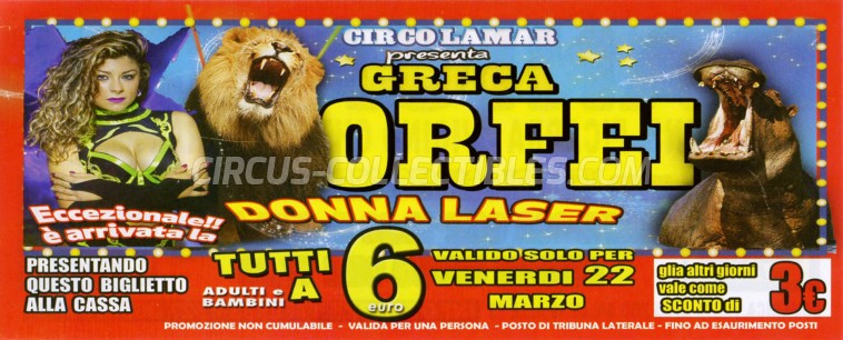 Greca Orfei Circus Ticket/Flyer - Italy 2019