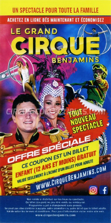 The Great Benjamins Circus Circus Ticket/Flyer - Canada 2019