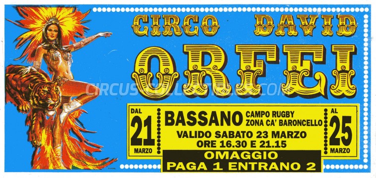 David Orfei Circus Ticket/Flyer - Italy 0
