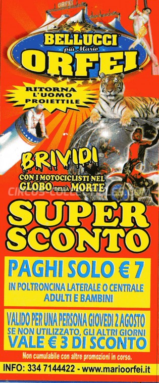 Bellucci Circus Ticket/Flyer -  2012