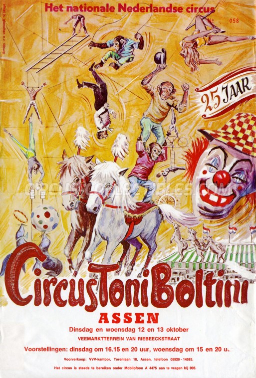 Toni Boltini Circus Ticket/Flyer - Netherlands 1971