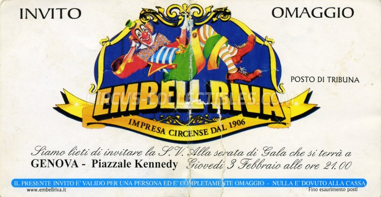 Embell Riva Circus Ticket/Flyer - Italy 2005