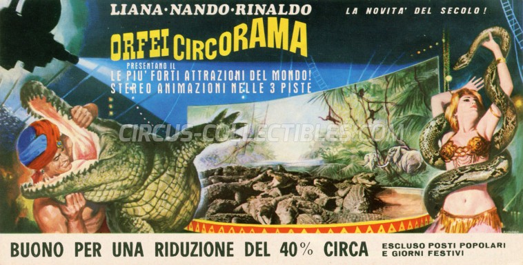Nando, Liana, Rinaldo Orfei Circus Ticket/Flyer -  0