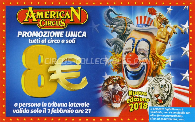 American Circus (Togni) Circus Ticket/Flyer - Italy 2018