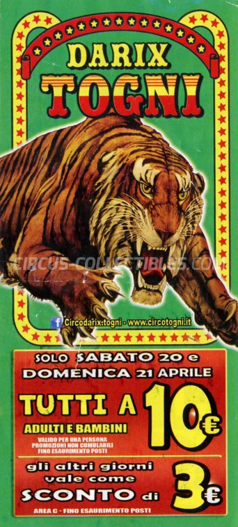 Darix Togni Circus Ticket/Flyer - Italy 2019