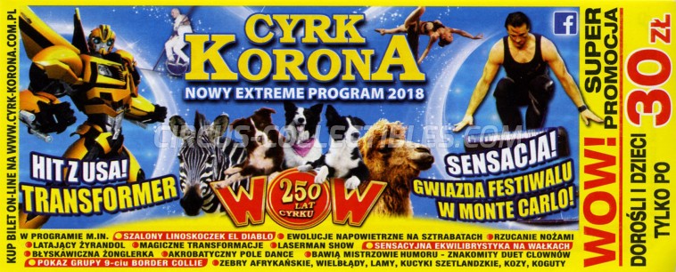 Korona Circus Ticket/Flyer - Poland 2018