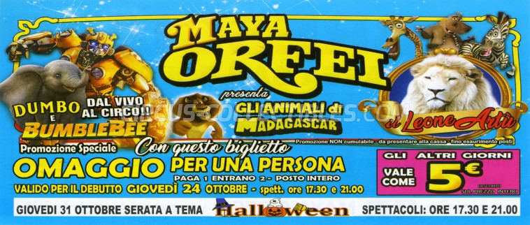 Maya Orfei Circus Ticket/Flyer - Italy 2019