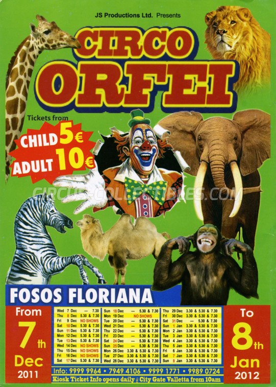 Orfei Circus Ticket/Flyer - Malta 2011