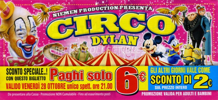 Dylan Circus Ticket/Flyer - Italy 2016