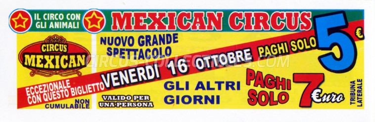 Mexican Circus Circus Ticket/Flyer - Italy 2015
