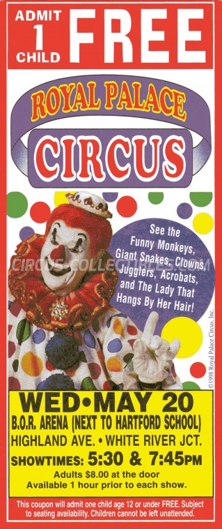 Royal Palace Circus Circus Ticket/Flyer - USA 1998