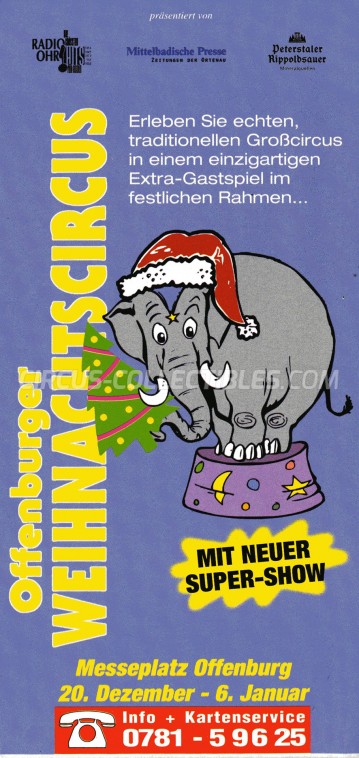 Offenburger Weihnachtscircus Circus Ticket/Flyer - Germany 2002