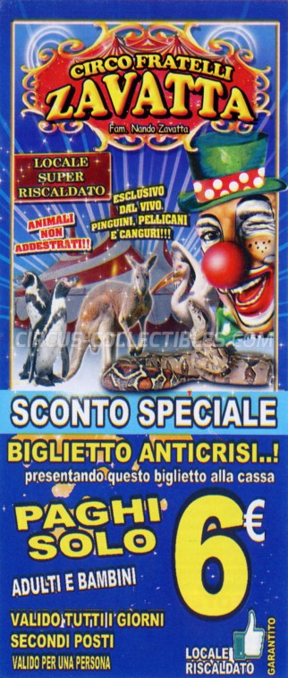 Fratelli Zavatta Circus Ticket/Flyer - Italy 2019