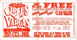 Circus Vargas Circus Ticket - 1976